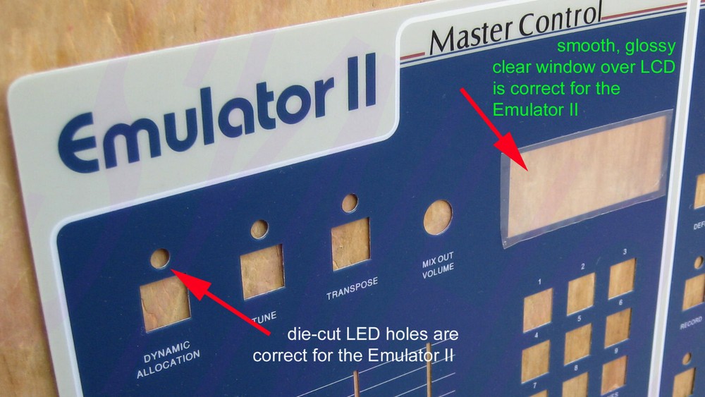 WORLD'S FIRST E-mu Emulator II+ HD Replacement Main Control Panel Overlay NEW!