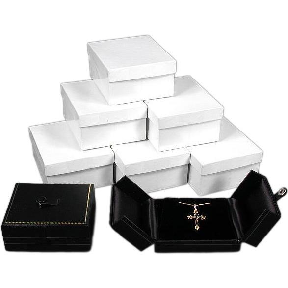 Pendant Earring Display Box Black Leatherette 6pc