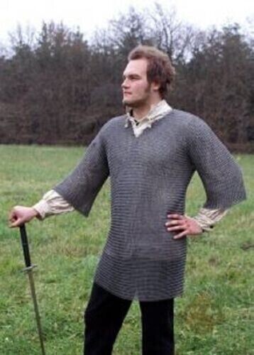Round Riveted With Flat Warser Chainmail shirt 9 mm Medium Size Chirstmas Gift