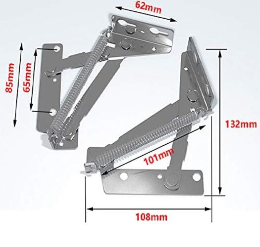 2 Pieces 80 Degree Foldable Lifting Bracket, Black Spring Hinges are Silver