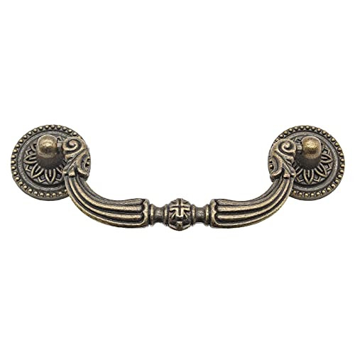 4-Pack French Provincial Drawer Pulls, Antique Brass Cabinet Pulls, Hole