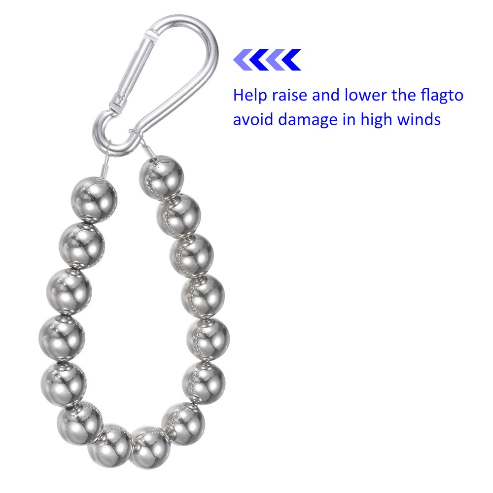 2 Pack Flagpole Retainer Ring-15 Beads 0.71",Apply to Flagpole(Silver)