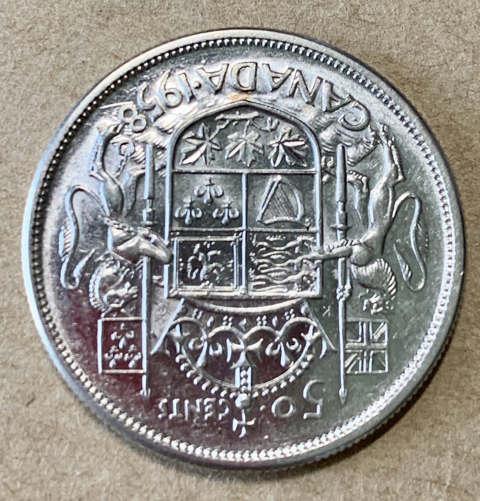 Canada 1958 *Dot* 50 Cents Silver Half Dollar, MS++++