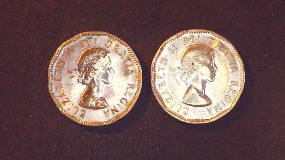 1953 + 1954 Canada 5 Cent Coins