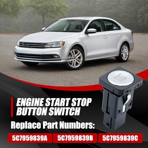 Engine Start Stop Button Switch Chrome Compatible with VW Jetta 2011 2012 2013