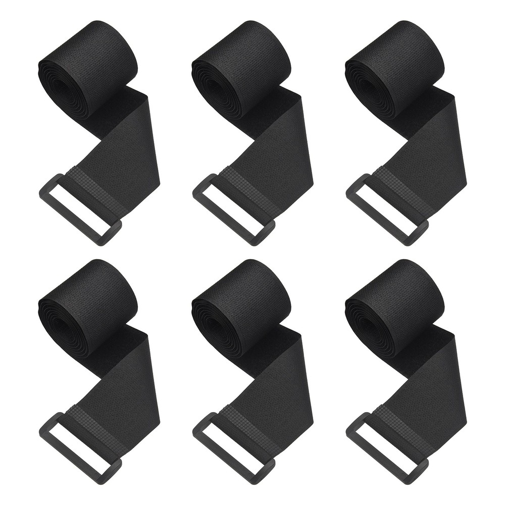 6pcs Reusable Cinch Straps 2"x39.4" Hook and Loop Cable Securing Straps, Black