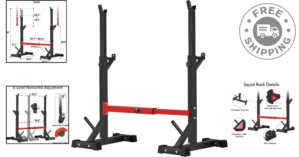 Multi-Functional Adjustable Barbell Rack - Ideal for Squats, Presses, & More