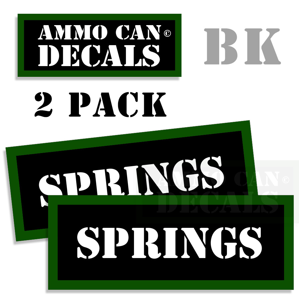 SPRING Ammo Can 2x Labels Ammunition Case 3"x1.15" sticker decals 2 pack