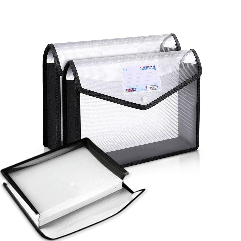 Expandable File Folder Organizer for Documents, 2PCS Plastic A4 Expanding Fil...