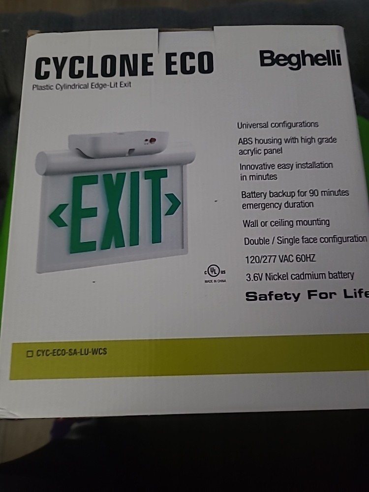 GREEN/RED BEGHELLI CYCLONE ECO PLASTIC CYLINDRICAL-LIT EXIT