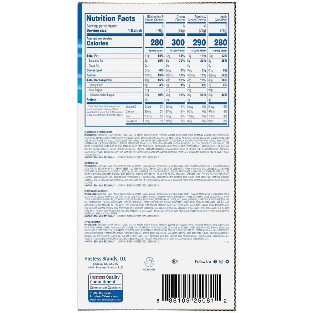 Hostess Variety Pack Danish, 2.75 oz., 24 pk.