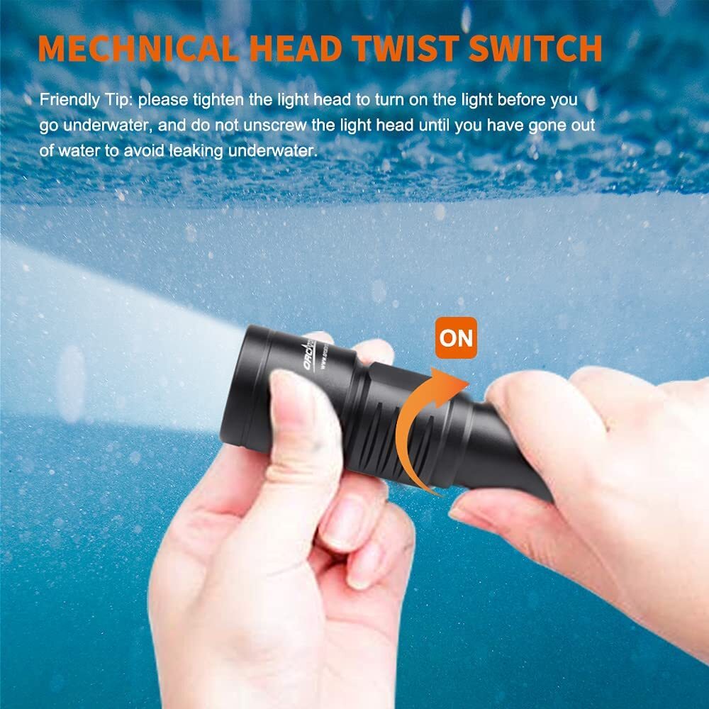 Scuba Dive Light Underwater Video Photography Compact Night Dive Torch Backup