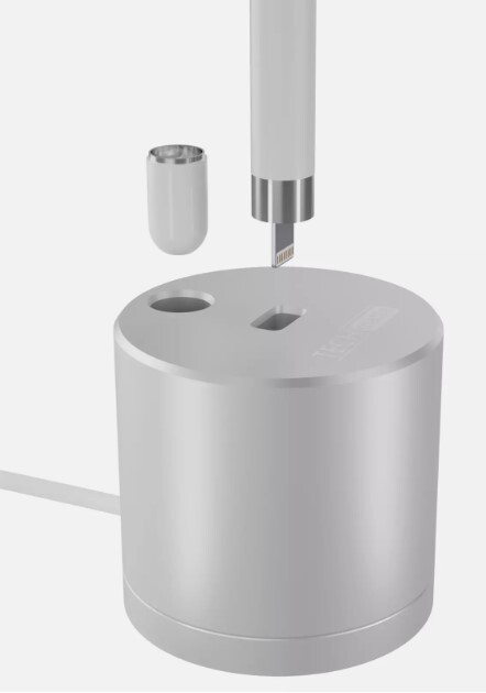 TechMatte Apple Pencil Charging Dock with Cable Aluminum Silver