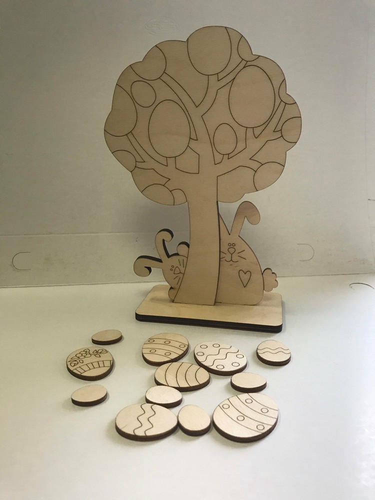 easter tree with hares & eggs for art and craft.
