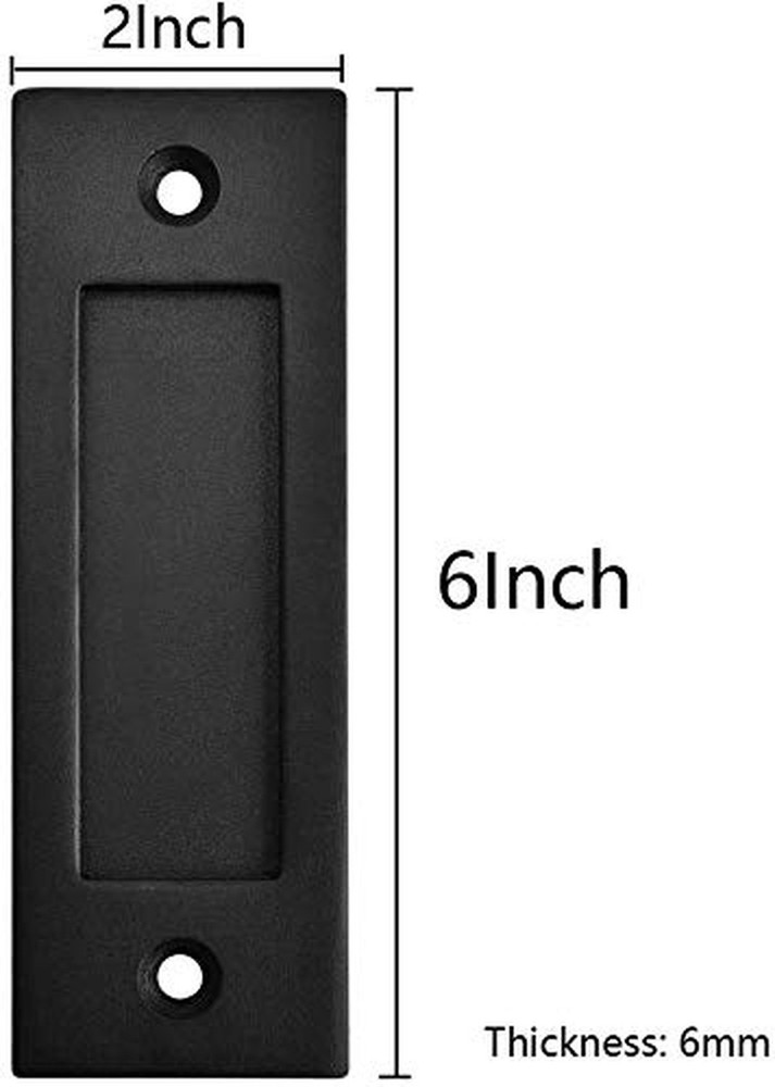 6" 2 Pack Sliding Barn Door Handle - Flat Black Flush Handle for Sliding Barn...