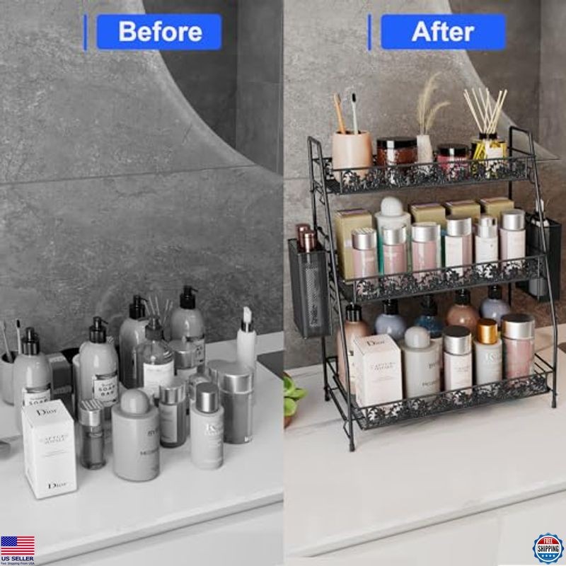 3-Tier Storage Rack - Versatile Organizer Shelf for Kitchen, Bathroom, Office