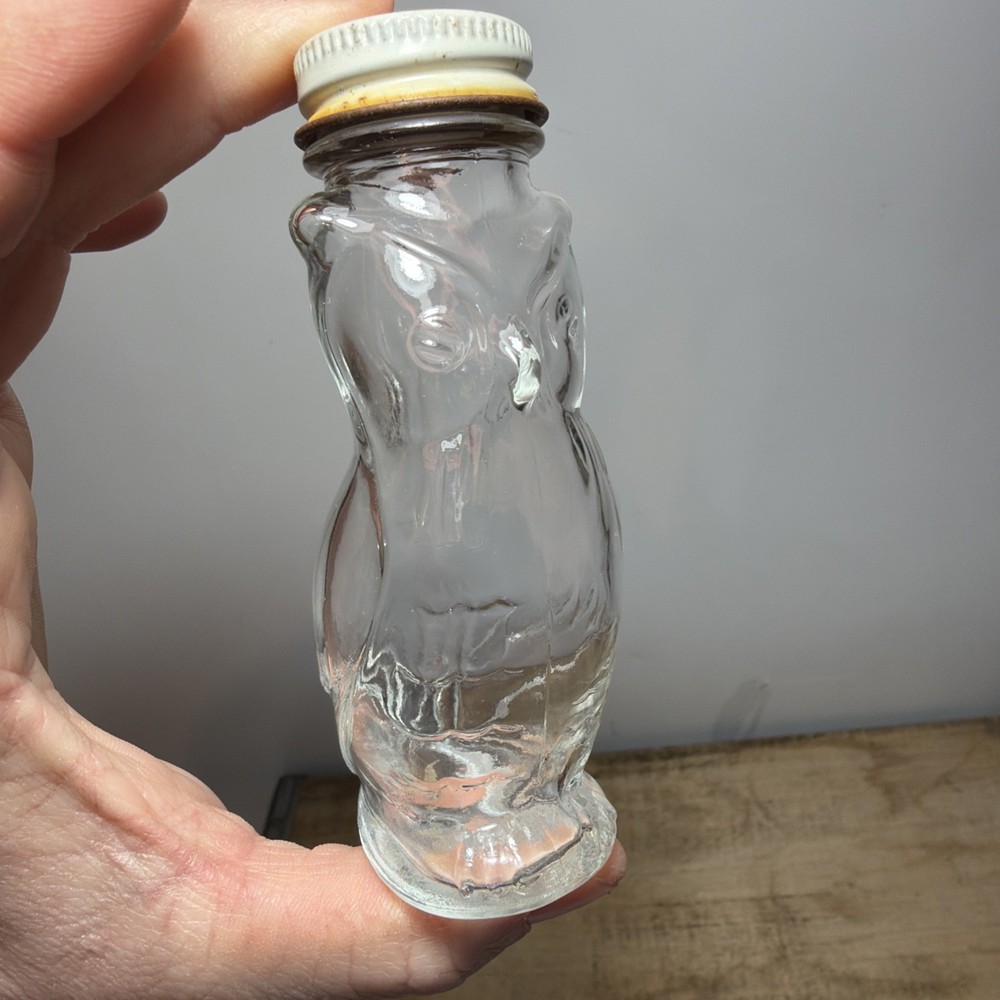 Vintage Glass Owl Candy Container