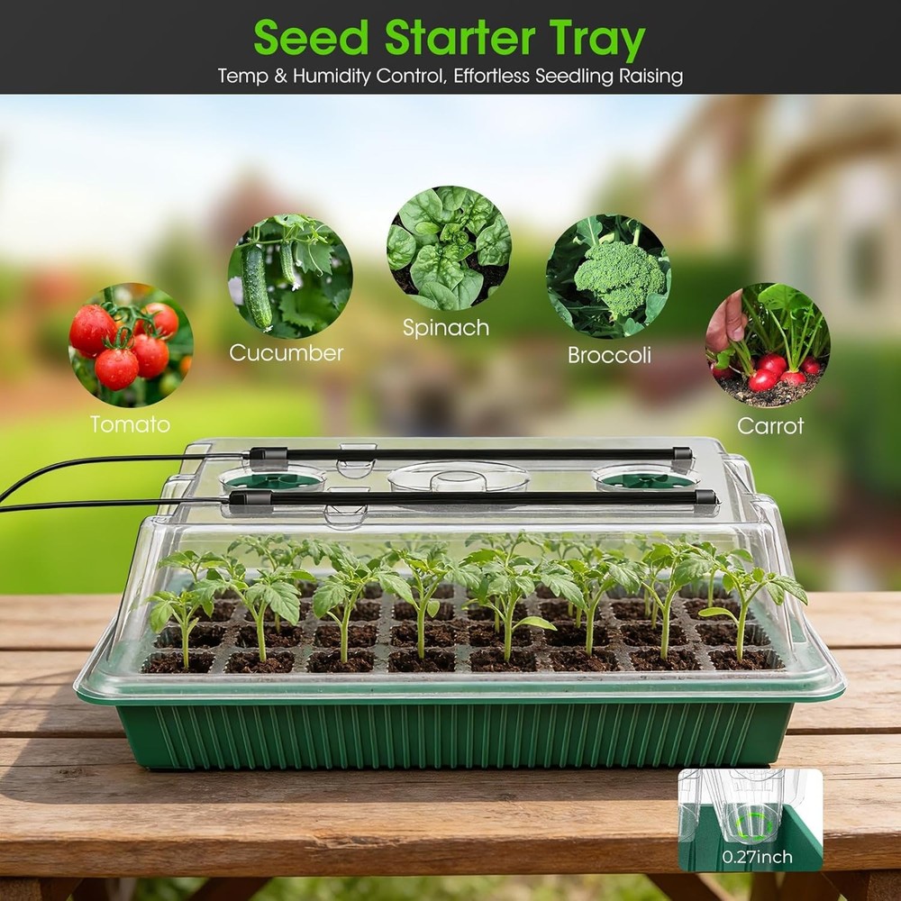 Seed Starter Tray with Grow Light, 2 Pack 80-Cell Seedling Starter Kit with Smar