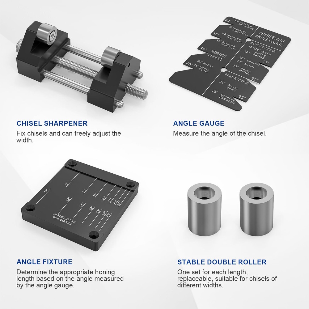 Precise Chisel Sharpening Jig Kit, Honing Guide System for Woodworking Chisels