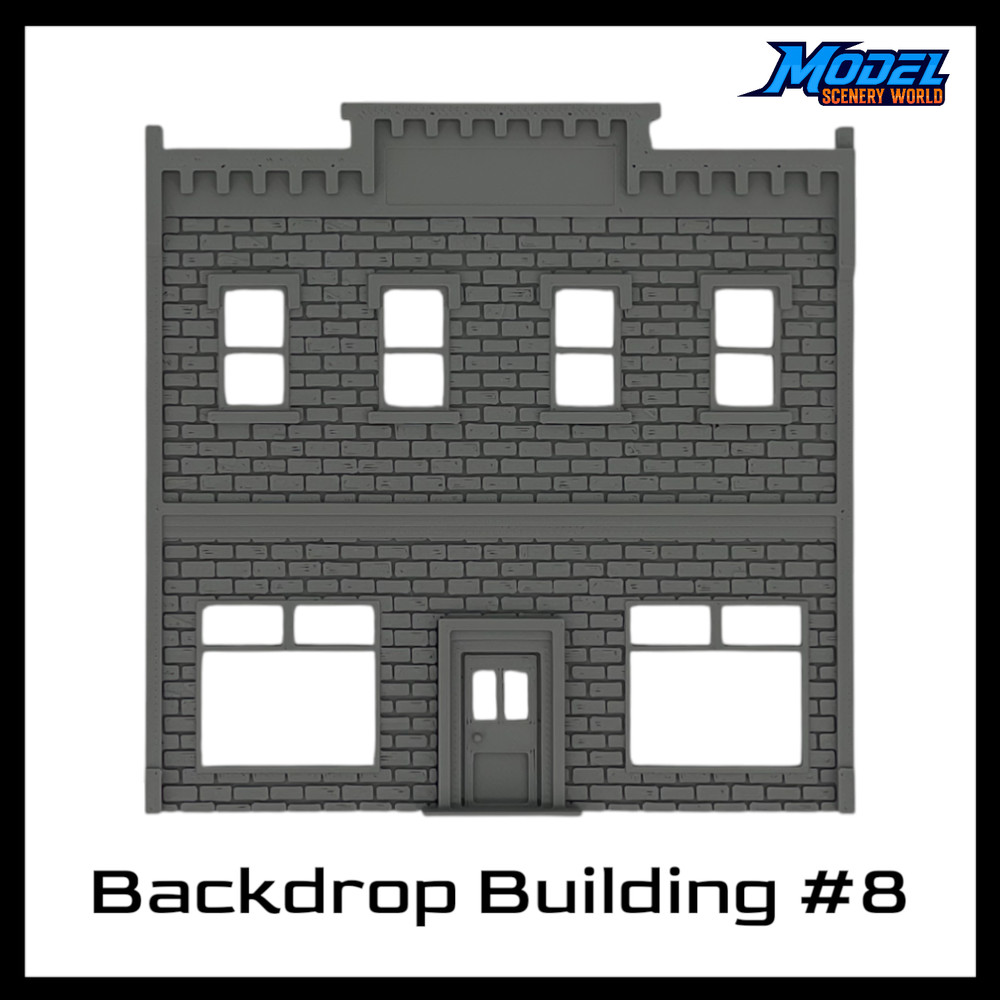Backdrop Building BG #8 - O Scale 1:48 - Gray
