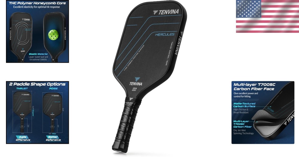 Customizable 4-Shape Pickleball Paddle - Ergonomic Design for Ultimate Control