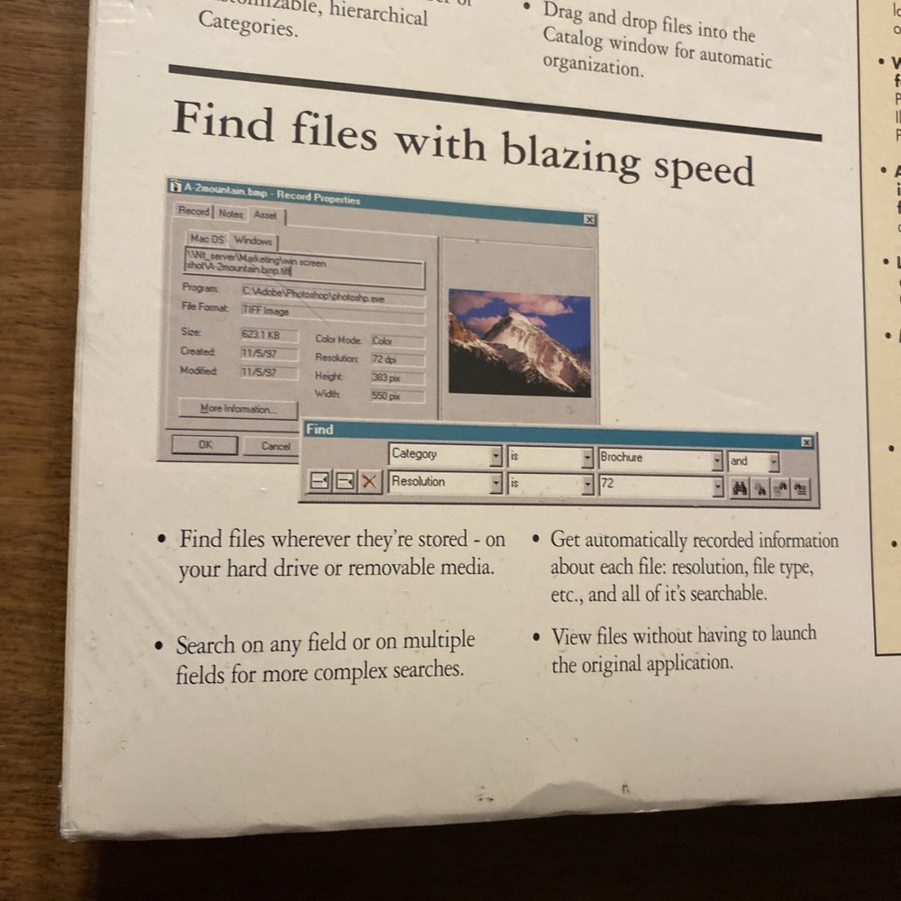 Canto Cumulus Media Management System Software Desktop 4.0 Windows 95 NT Mac A8