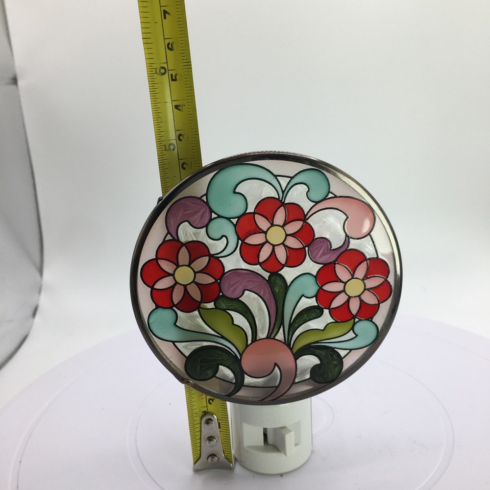 Jim Shore Three Daisies Socket Nightlight Hand Painted Glass Enesco