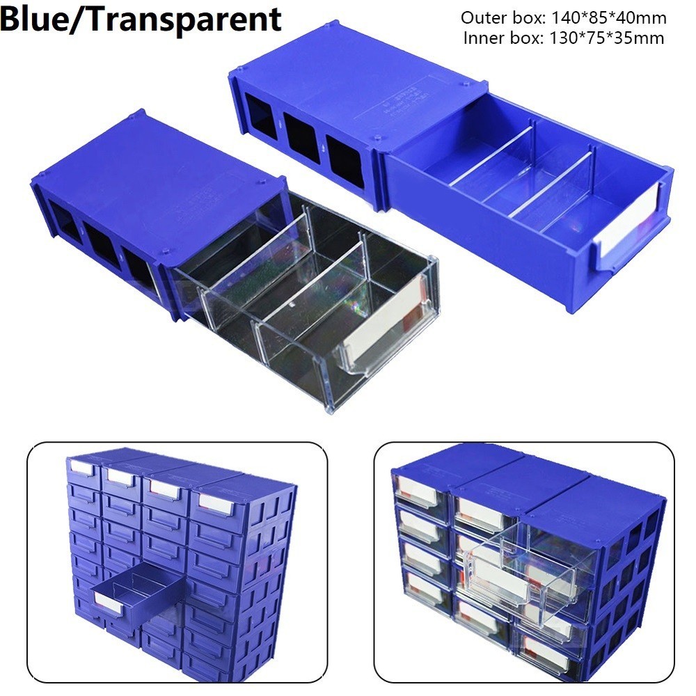 Container Storage Box 140*85*40mm Blue Component Screws Plastic Stackable