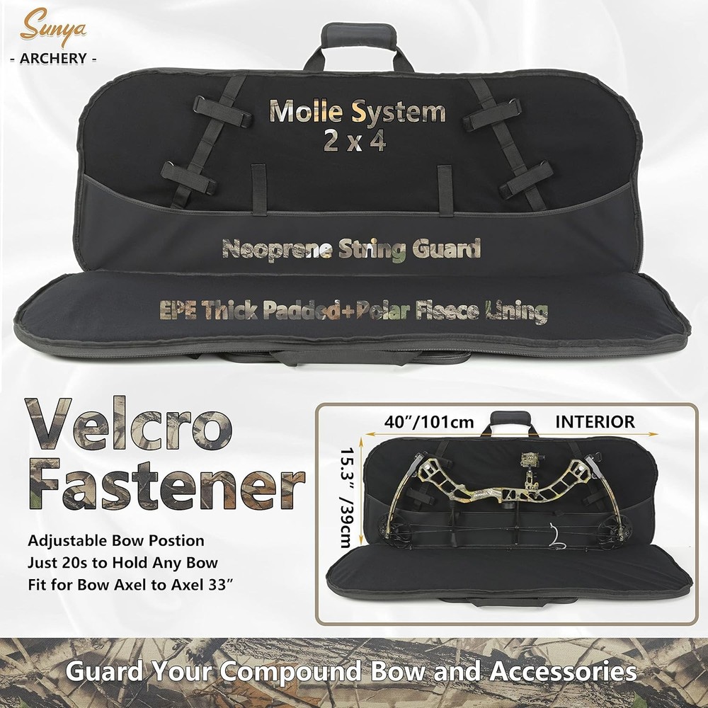 SUNYA Compound Bow Case with Molle System - Neoprene Bow String Protection & ...