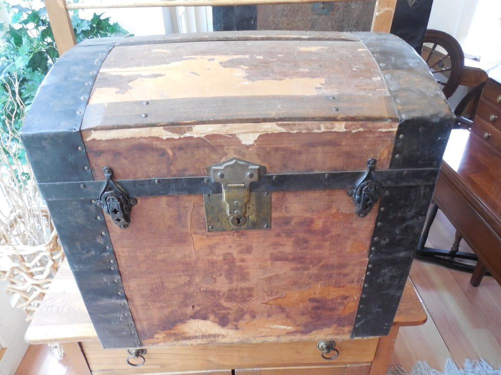 Antique Domed Wood Trunk w/ Removable Insert REDUCED