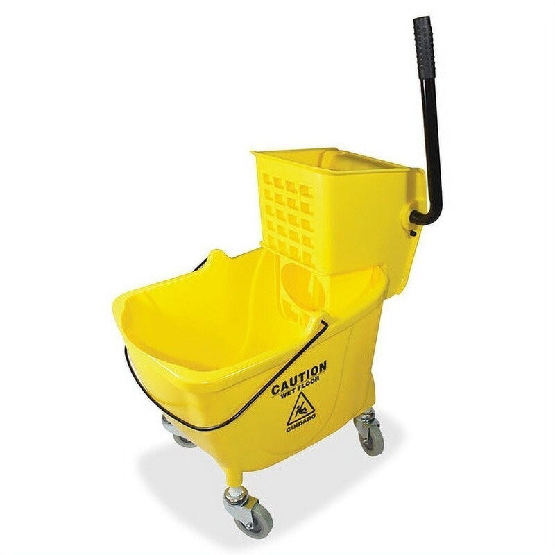Mop Bucket Wringer Combo Efficient Cleaning High Back Low Front Mobility Yellow