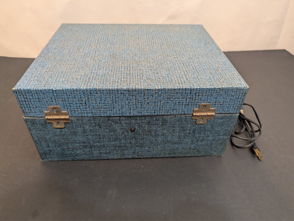 VTG Decca Portable Record Player Solid State Tested & Works Great See Video Blue