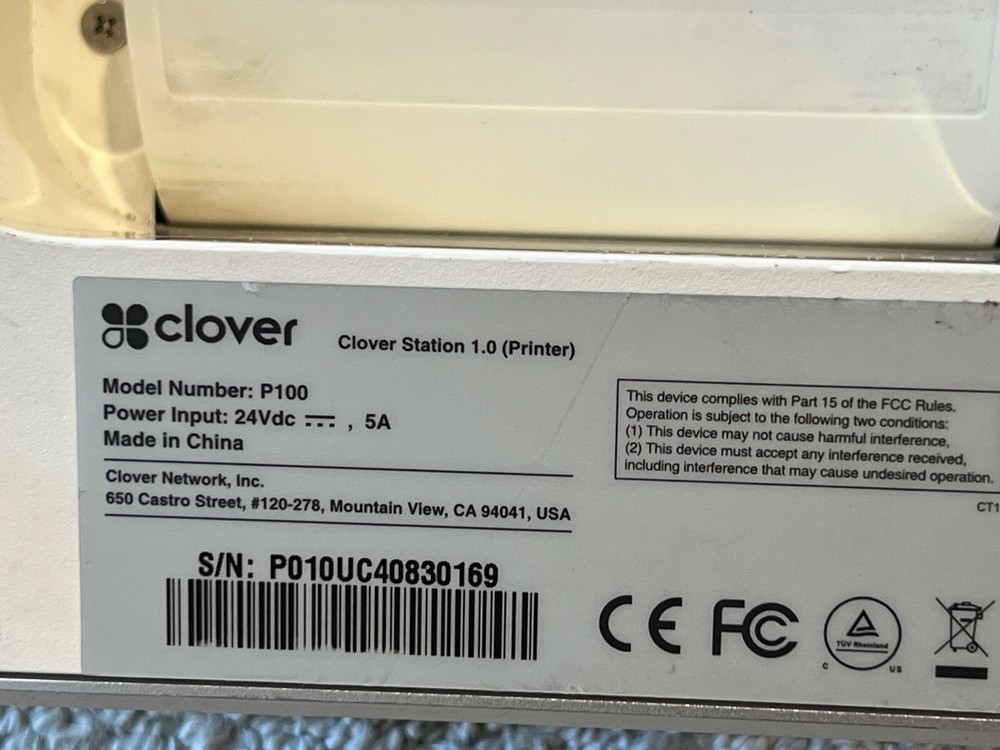 Clover P100 POS Credit Card Processing Printer