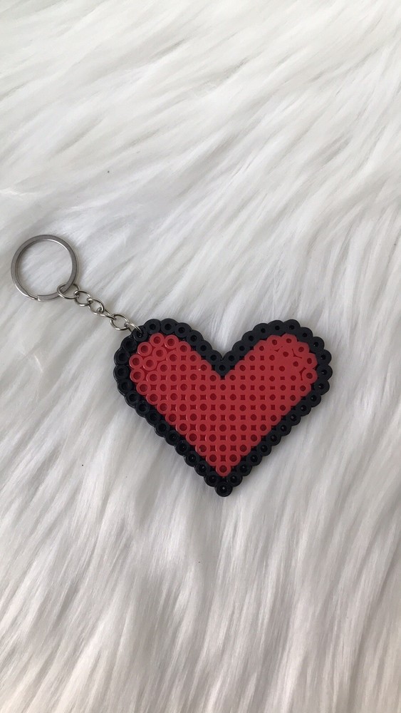heart red handmade keychain perle beads