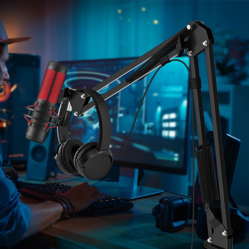 Microphone Stand, Adjustable Microphone Desk Stand for HyperX Mic Boom Arm St...