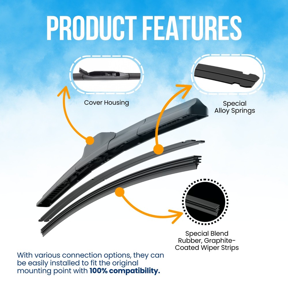 Silbak 24"-20" Front Wiper Blade Set For Ford Taurus 2000-2006