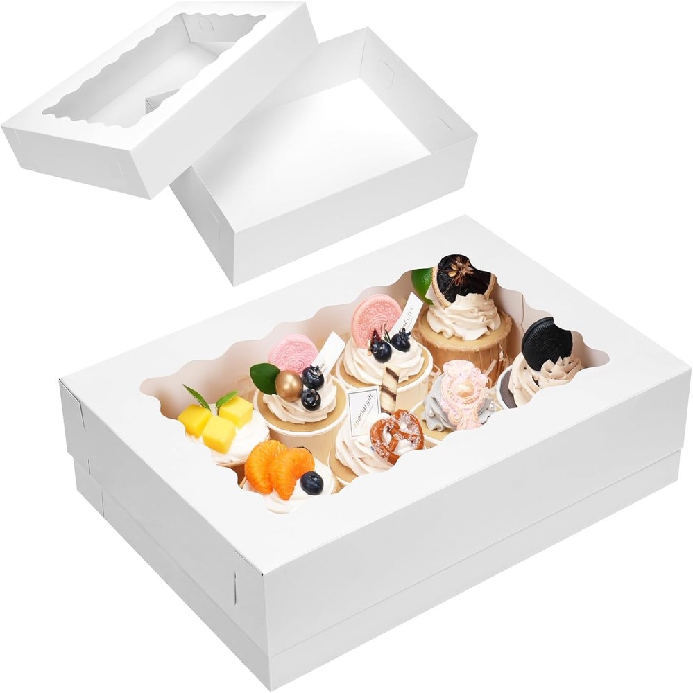 14x10x4in Sheet Cake Boxes, White Quarter Bakery Boxes with