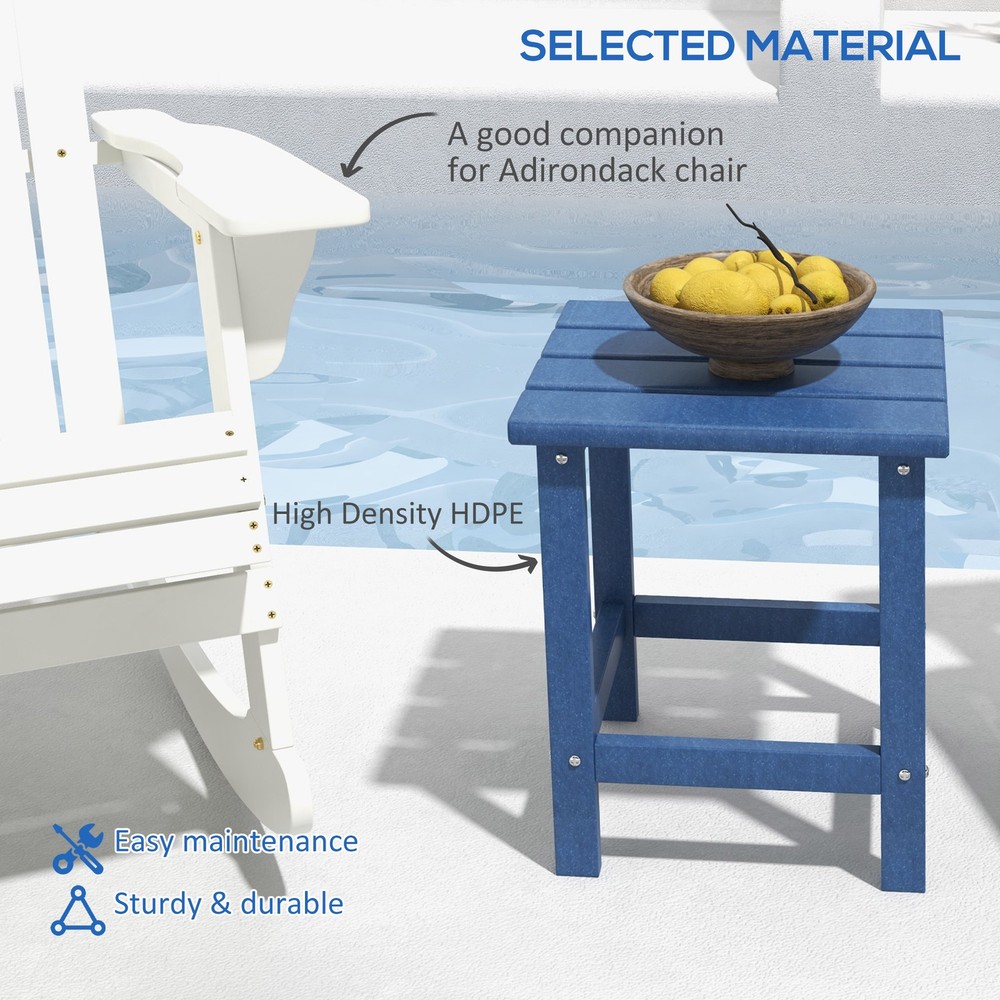Patio Side Table, Outdoor Plastic End Table for Backyard Deck Lawn, Black