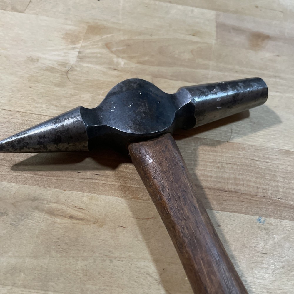 Vintage Cross Peen Hammer Wood Handle Grip Solid Steel Blacksmith Farrier