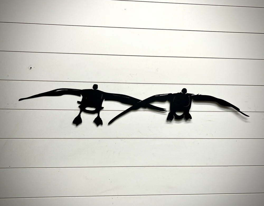 Pair Canada Geese Landing - 30-inches - Black