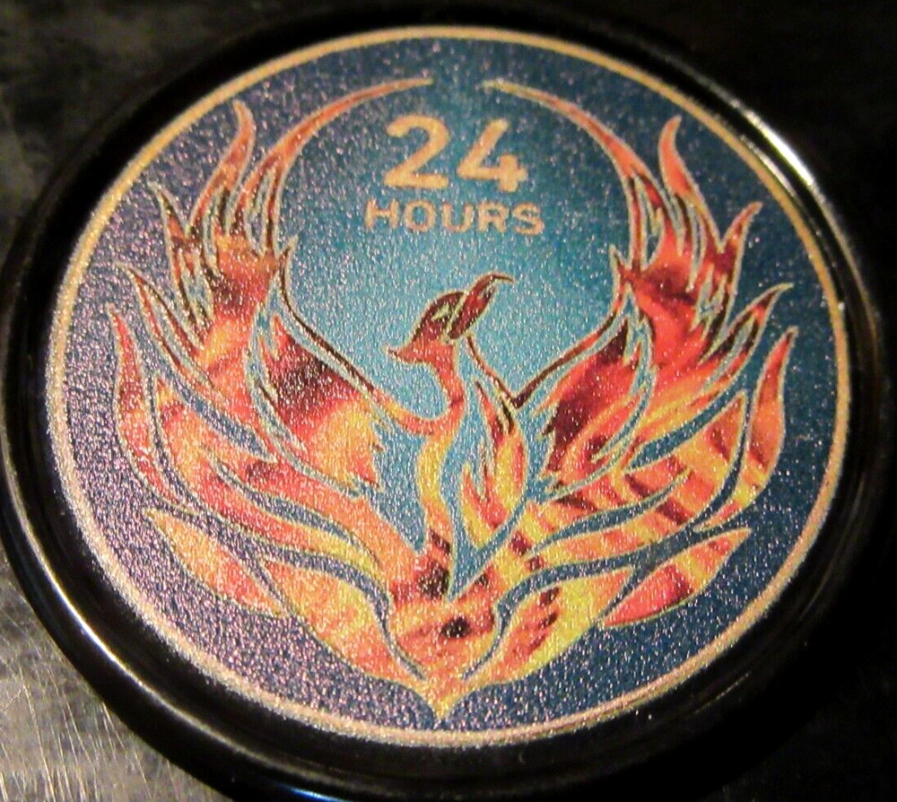 Phoenix Out of the ashes Alcoholics Anonymous AA blue Plastic Medallion Chips