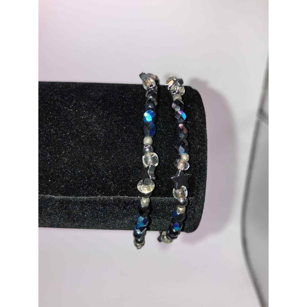 Double-Layer Translucent Colored Beads and Stars Bracelet!