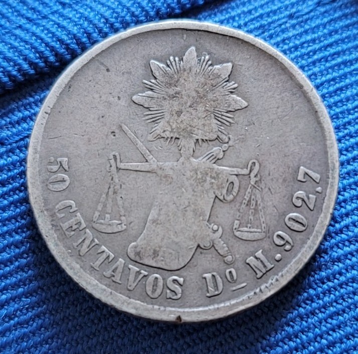 Mexico 1875 50 Centavos Durango Silver Mexican Coin