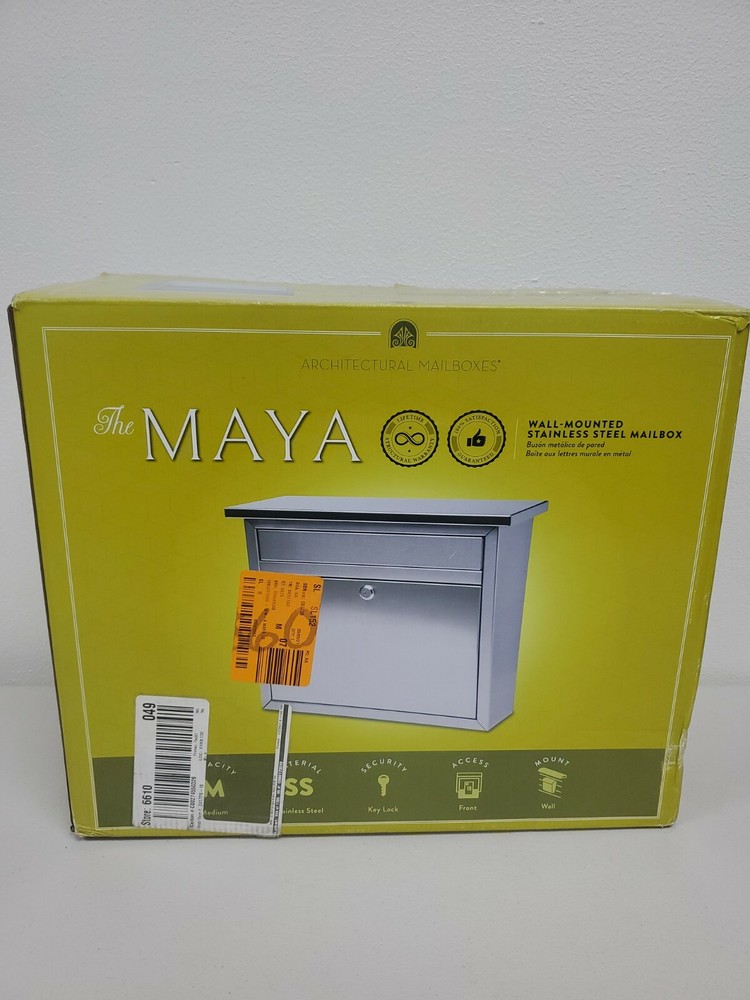 Architectural Mailboxes 2417PS-10 Maya Wall Mounted Locking Mailbox - Stainless