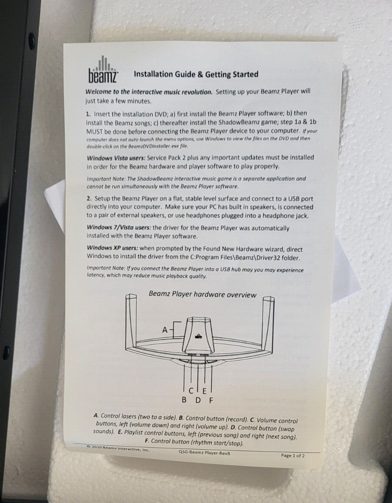 Beamz Interactive Player Model C1, PRO Interactive Music System.