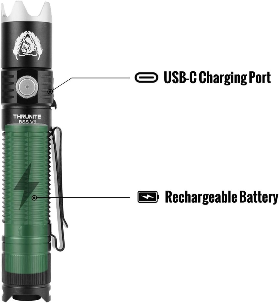 ThruNite BSS V6 Black Scout Survival Customized Edition EDC Flashlight, USB-C...
