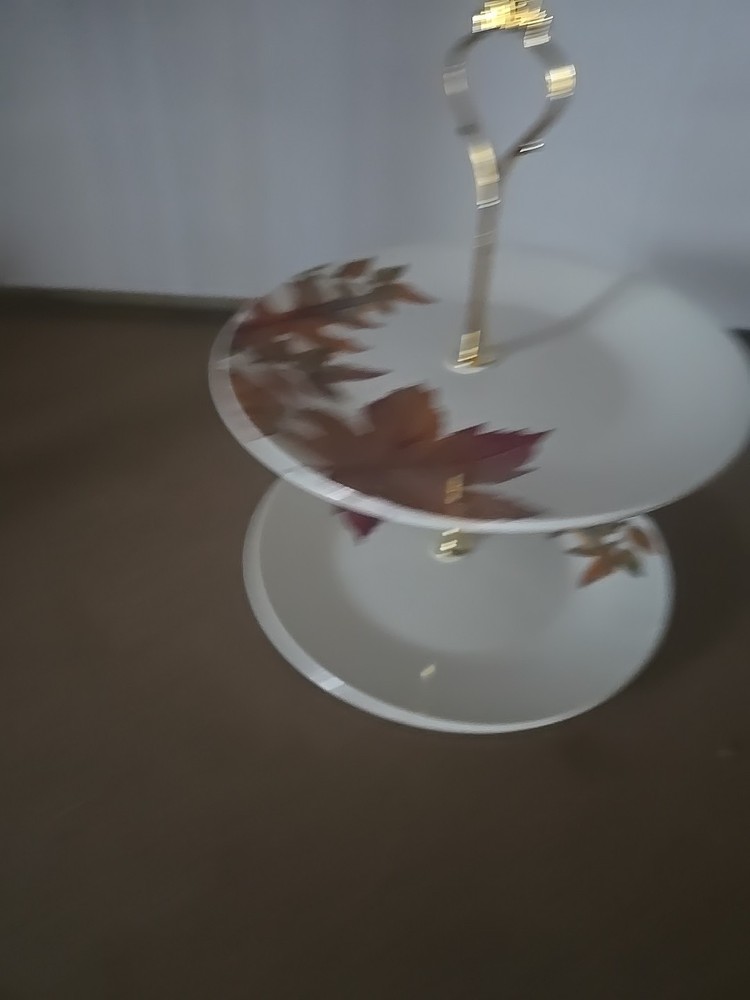 Royal Norfolk 2‑Tier Ceramic Cake Stand – Fall Leaf Pattern, Disassembles