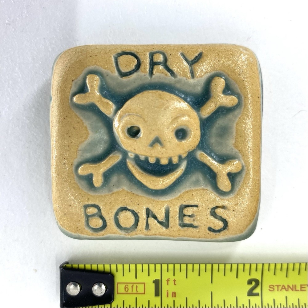 Dry Bones 2x2" Ceramic Art Tile By Gretchen Kramp