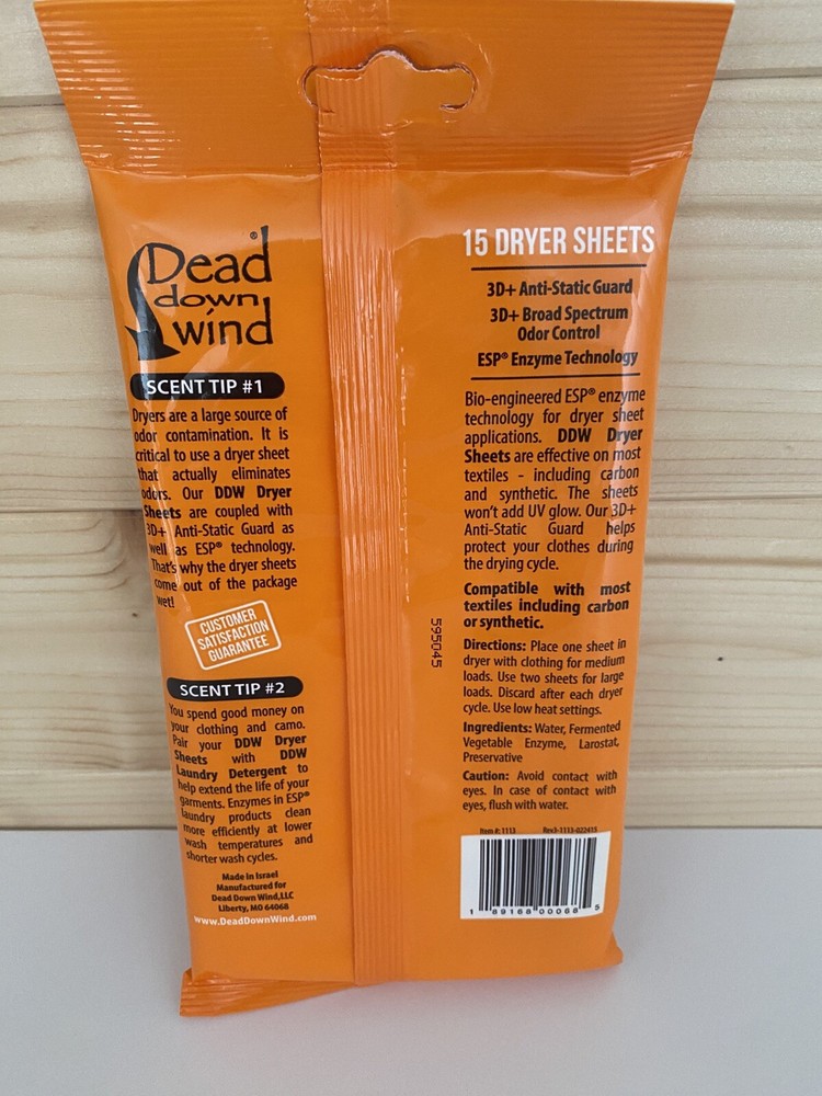 Dead Down Wind 3D+ Broad Spectrum Odor Control Dryer Sheets