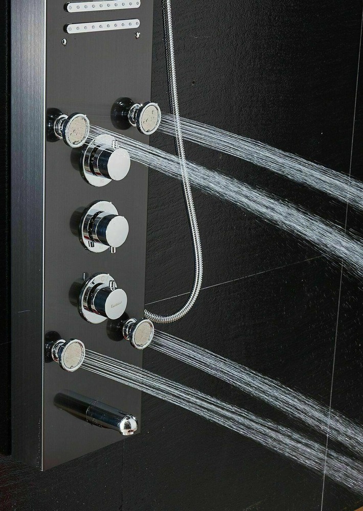 ELLO&ALLO Led Rainfall Waterfall Shower Panel Tower Rain Massage Body System Jet